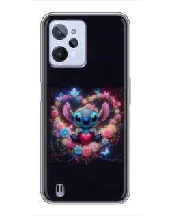 Чехол для Realme C31 с картинкой «Stitch в цветах»