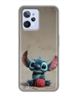 Чехол для Realme C31 с картинкой «Стич на коричневом фоне»