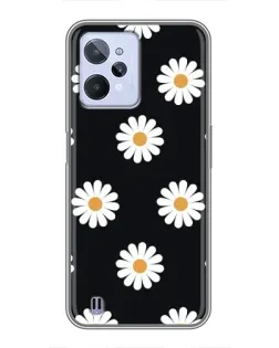 Чохол для Realme C31 з картинкою «Ромашки на чорному»