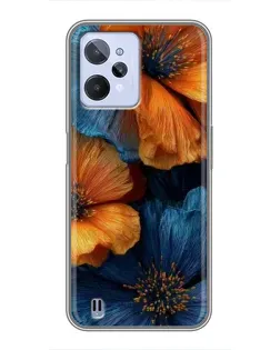 Чохол для Realme C31 з картинкою «Яскрава синьо-помаранчева флора»