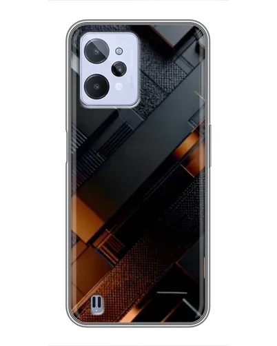 Чехол для Realme C31 с картинкой «Черные геометрические блоки»