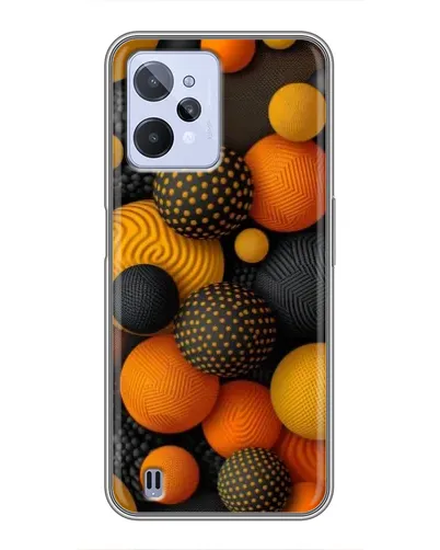 Чехол для Realme C31 с картинкой «Объемные оранжевые сферы»