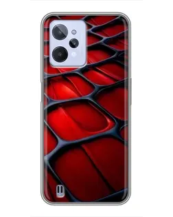 Чехол для Realme C31 с картинкой «Красная глянцевая сетка»