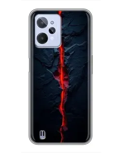 Чехол для Realme C31 с картинкой «Kрасная лавовая трещина»