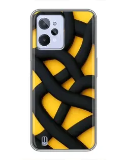 Чехол для Realme C31 с картинкой «Черное желтое переплетение»