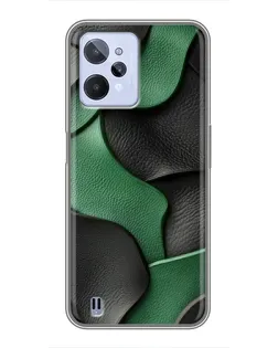 Чехол для Realme C31 с картинкой «Зеленые кожаные волны»