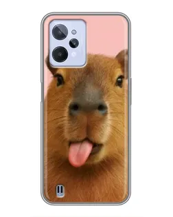 Чехол для Realme C31 с картинкой «Капибара с языком»