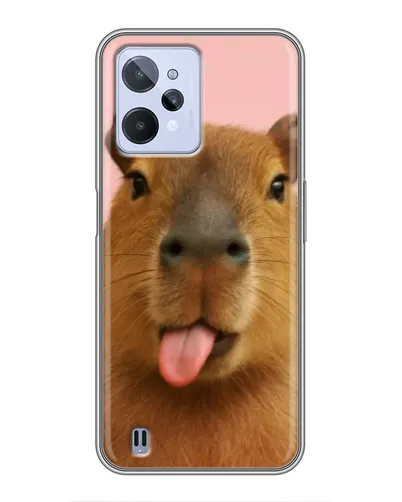 Чехол для Realme C31 с картинкой «Капибара с языком»