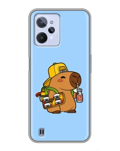 Чехол для Realme C31 с картинкой «Капибара на скейте»