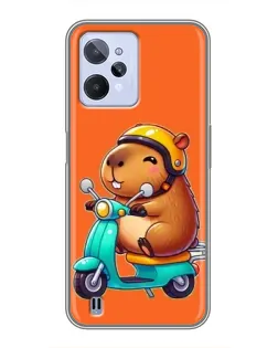 Чехол для Realme C31 с картинкой «Капибара на скутере»