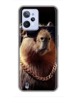 Чехол для Realme C31 с картинкой «Капибара золотая цепь»