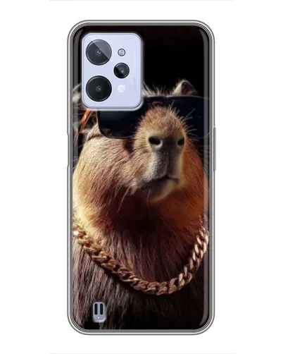 Чехол для Realme C31 с картинкой «Капибара золотая цепь»