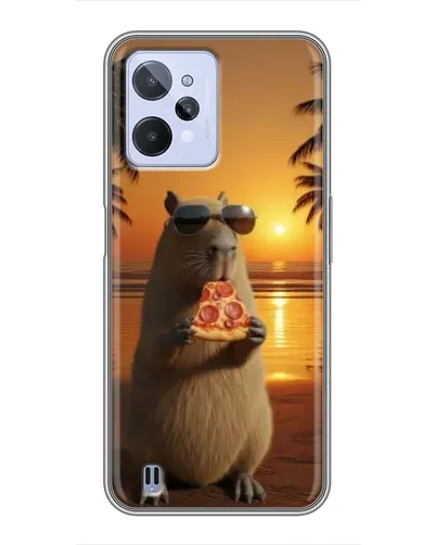 Чехол для Realme C31 с картинкой «Капибара с пиццей»