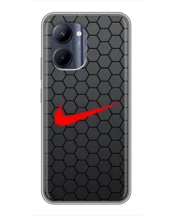 Чехол для Realme C33 с картинкой «Nike — карбоновая сетка»