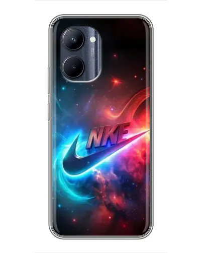 Чехол для Realme C33 с картинкой «Огненный логотип Nike»