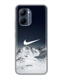 Чехол для Realme C33 с картинкой «Nike — зимние горы»