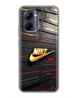 Чехол для Realme C33 с картинкой «Золотой Nike на металле»