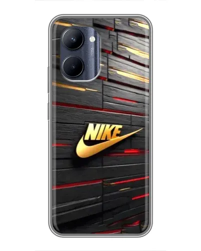 Чехол для Realme C33 с картинкой «Золотой Nike на металле»