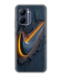 Чехол для Realme C33 с картинкой «Объемный логотип Найк»