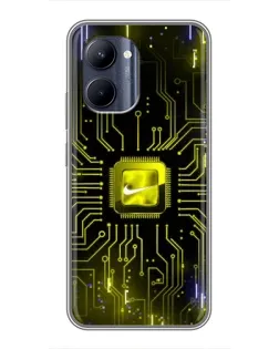 Чехол для Realme C33 с картинкой «Nike — золотая искра»