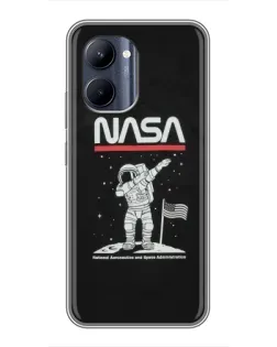Чехол для Realme C33 с картинкой «NASA — шагаем по Луне»