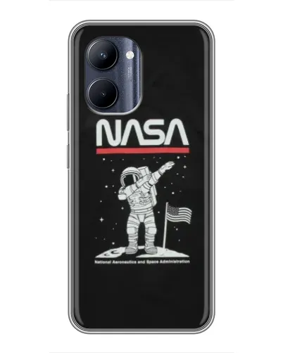 Чехол для Realme C33 с картинкой «NASA — шагаем по Луне»