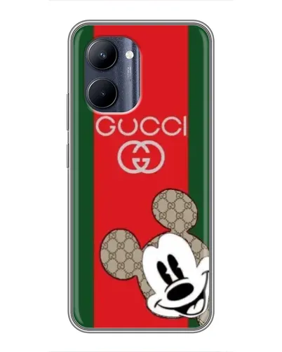 Чехол для Realme C33 с картинкой «Gucci — полосы и Микки»