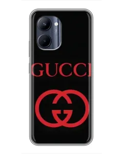 Чехол для Realme C33 с картинкой «Gucci — красный логотип»