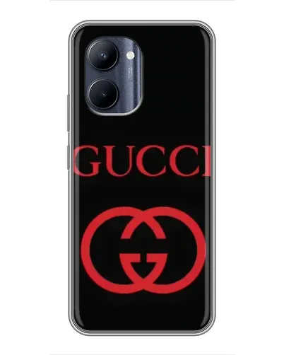 Чехол для Realme C33 с картинкой «Gucci — красный логотип»