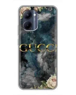 Чехол для Realme C33 с картинкой «Абстрактные цветы Gucci»