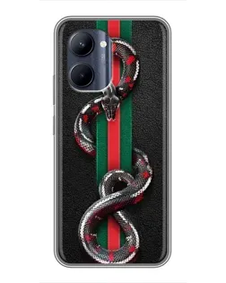 Чехол для Realme C33 с картинкой «Gucci — змея на полосе»