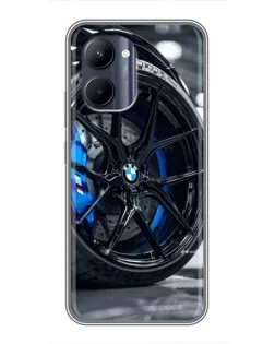 Чехол для Realme C33 с картинкой «Колесо BMW вблизи»