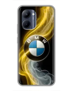 Чехол для Realme C33 с картинкой «Золотистый дым BMW»