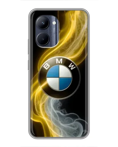 Чехол для Realme C33 с картинкой «Золотистый дым BMW»