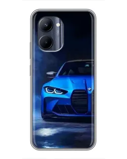 Чехол для Realme C33 с картинкой «Голубая BMW M4»