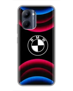 Чехол для Realme C33 с картинкой «Логотип BMW и неоновые дуги»