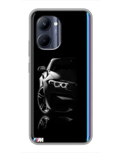 Чехол для Realme C33 с картинкой «Силуэт BMW в темноте»