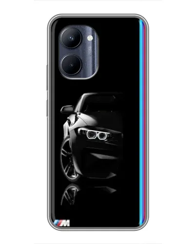 Чехол для Realme C33 с картинкой «Силуэт BMW в темноте»