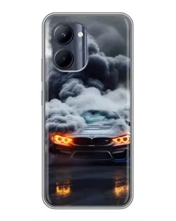 Чехол для Realme C33 с картинкой «BMW в дыму»