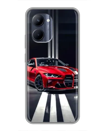 Чехол для Realme C33 с картинкой «Красная BMW на дороге»