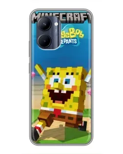 Чехол для Realme C33 с картинкой «Губка Боб Minecraft»