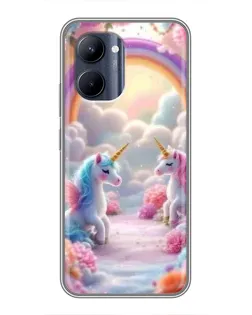 Чехол для Realme C33 с картинкой «Радуга и единороги» Чехол для Realme C33 с картинкой «Радуга и единороги»