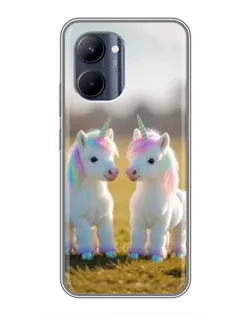 Чехол для Realme C33 с картинкой «Пара единорогов»
