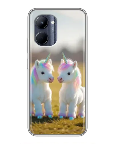 Чехол для Realme C33 с картинкой «Пара единорогов»