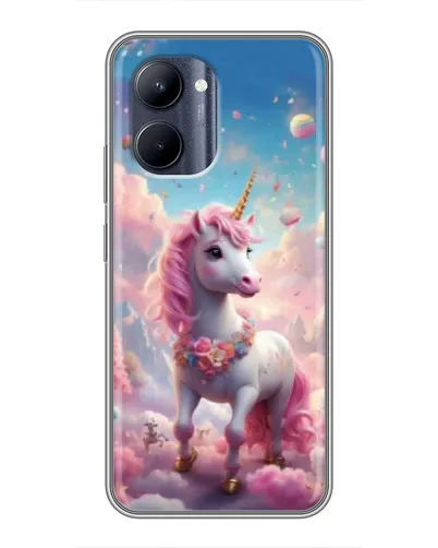 Чехол для Realme C33 с картинкой «Единорог среди облаков»