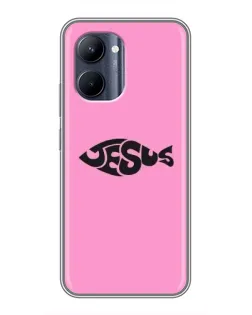 Чехол для Realme C33 с картинкой «Розовый символ  Jesus»