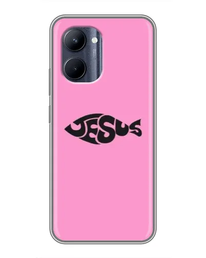 Чехол для Realme C33 с картинкой «Розовый символ  Jesus»