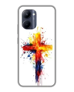 Чехол для Realme C33 с картинкой «Акварельный крест»