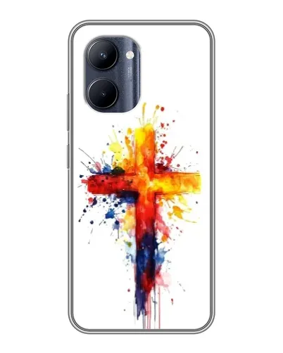 Чехол для Realme C33 с картинкой «Акварельный крест»