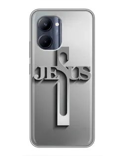 Чехол для Realme C33 с картинкой «Металлический крест Jesus»